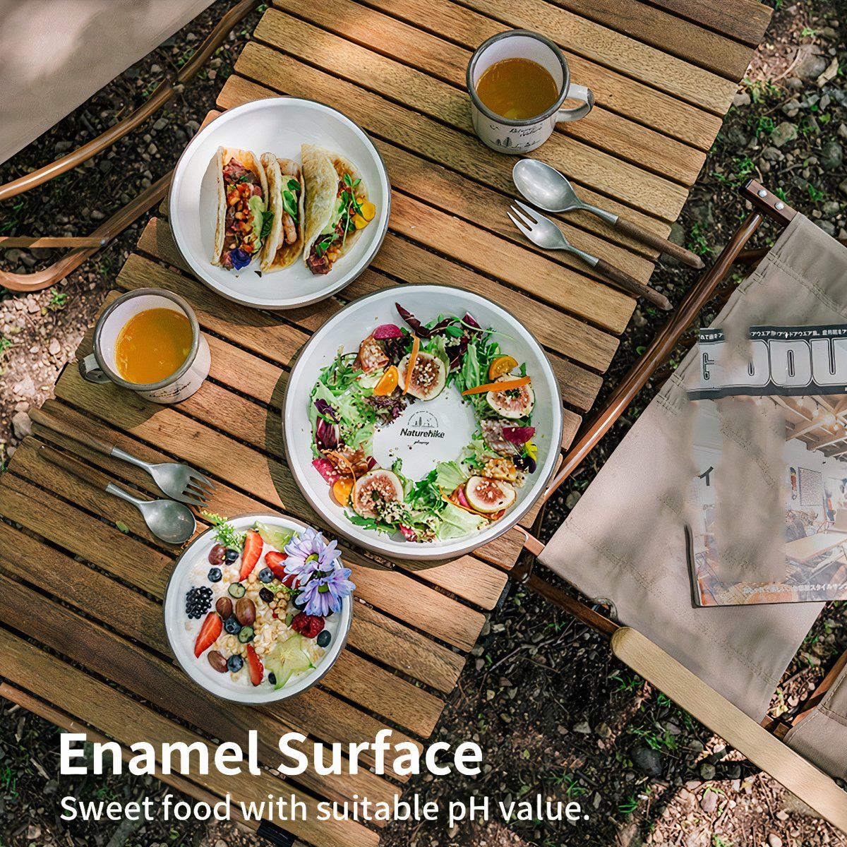  Bát Đĩa Cắm Trại Du Lịch Tráng Men Naturehike 