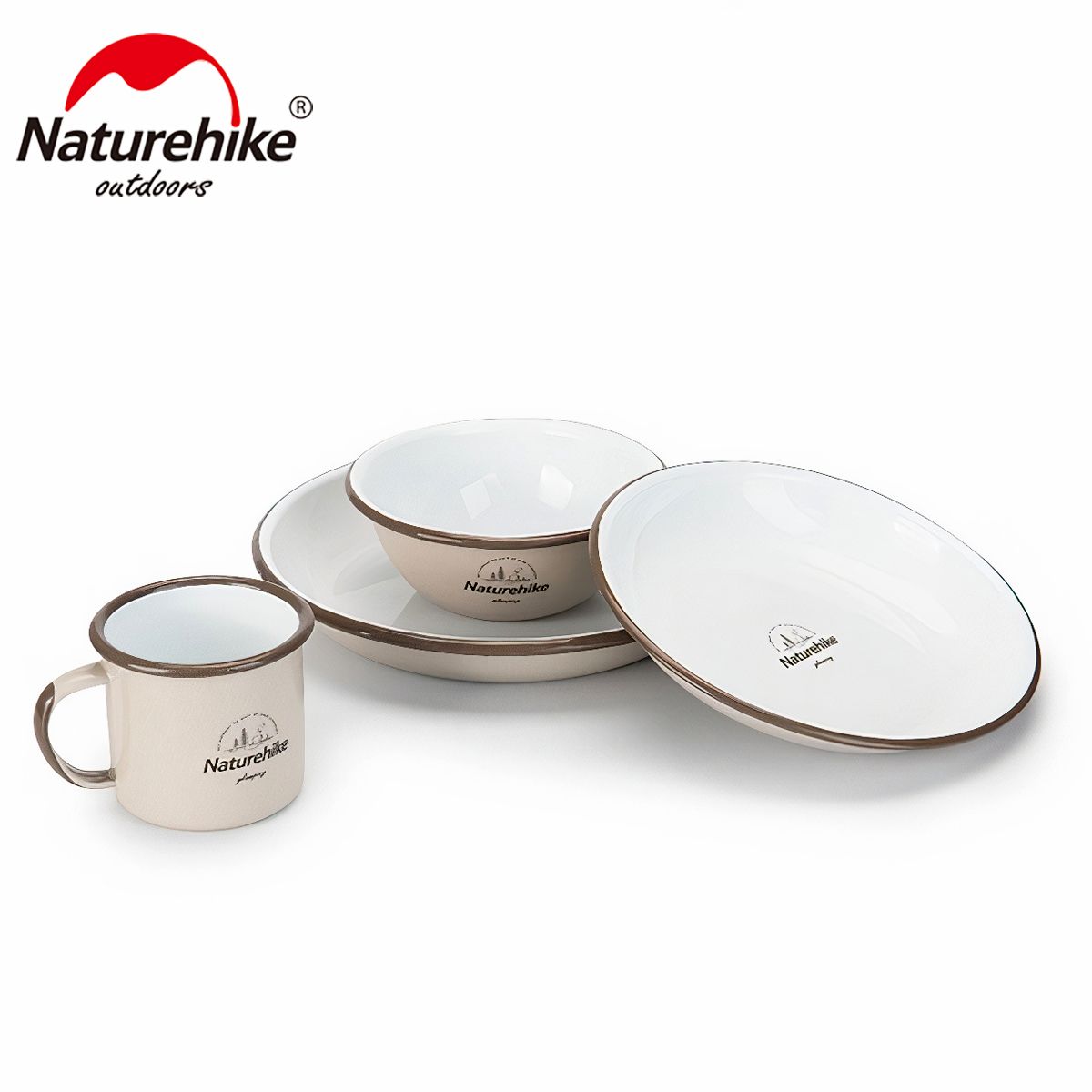  Bát Đĩa Cắm Trại Du Lịch Tráng Men Naturehike 