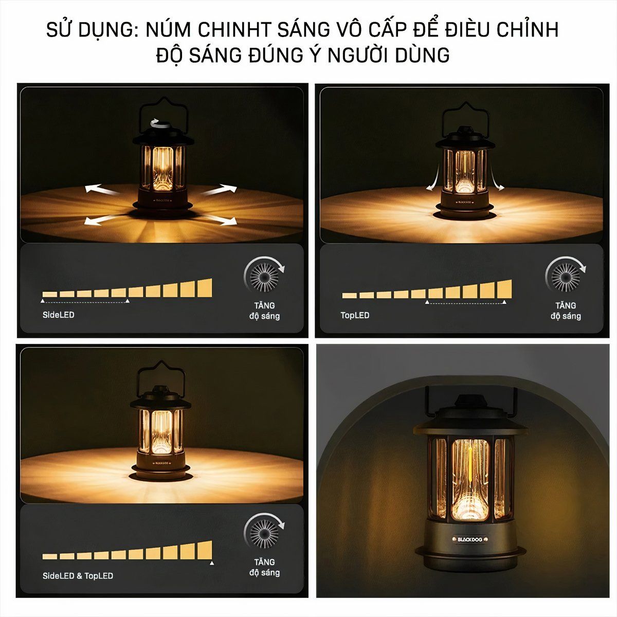  Đèn Bão Cắm Trại Cổ Điển Blackdog 