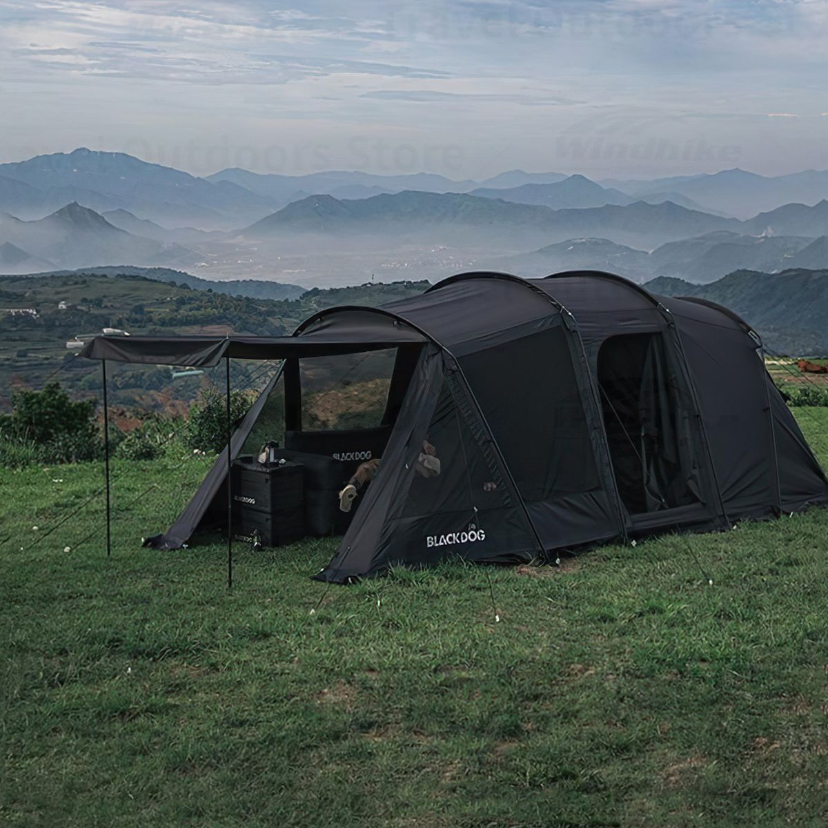  Lều Cắm Trại Du Lịch 3-4 Người Glamping Blackdog Tunnel Tent 