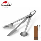  Bộ Thìa Dĩa Cắm Trại – Dã Ngoại Titanium 3 in 1 NatureHike (BST Đôn Hoàng) 