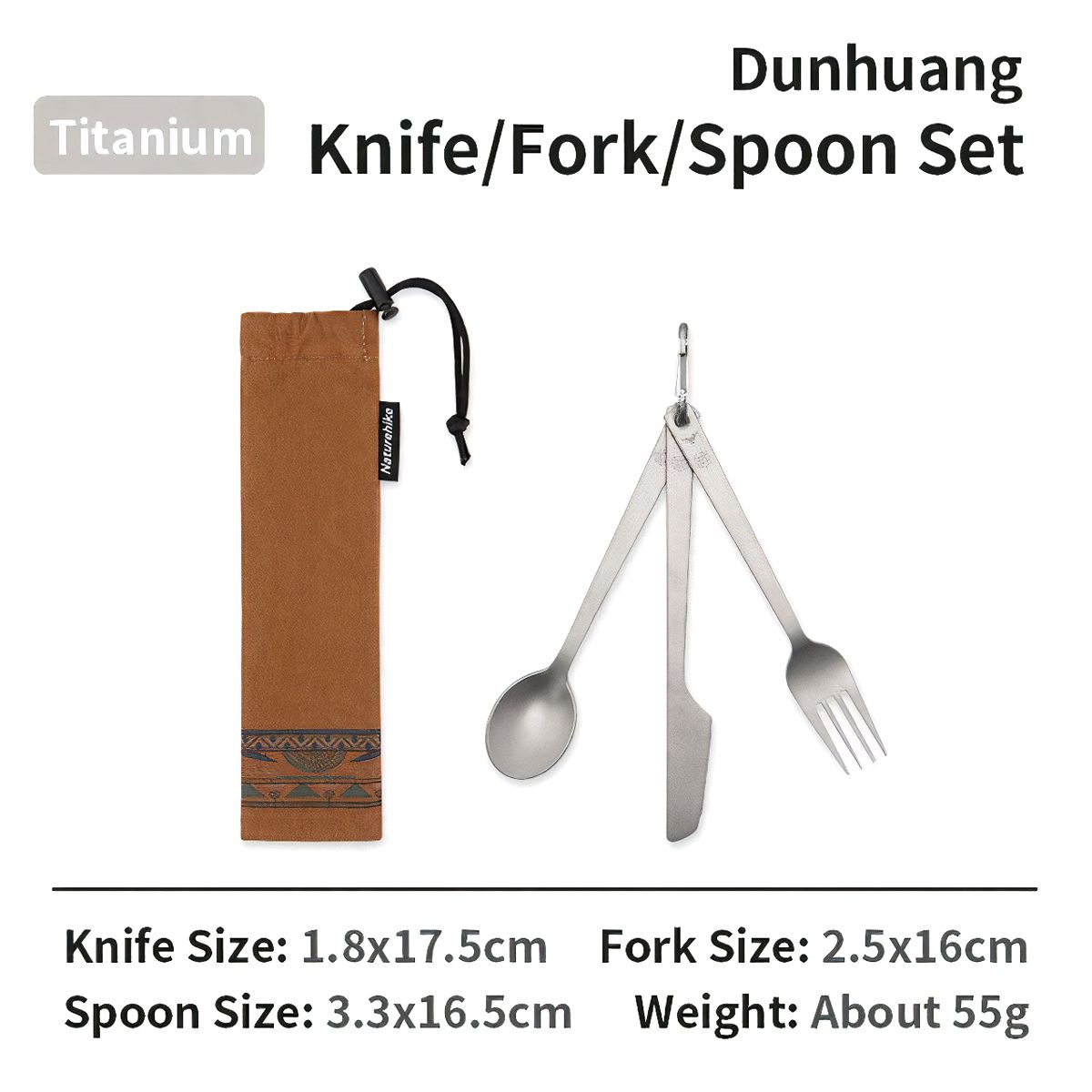  Bộ Thìa Dĩa Cắm Trại – Dã Ngoại Titanium 3 in 1 NatureHike (BST Đôn Hoàng) 