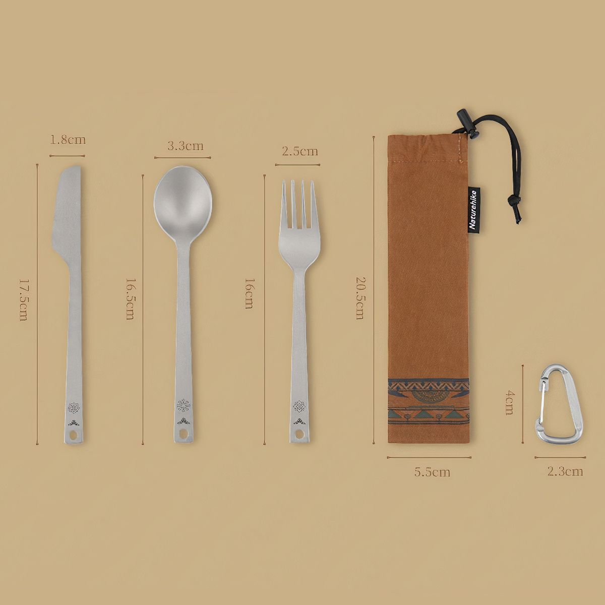  Bộ Thìa Dĩa Cắm Trại – Dã Ngoại Titanium 3 in 1 NatureHike (BST Đôn Hoàng) 