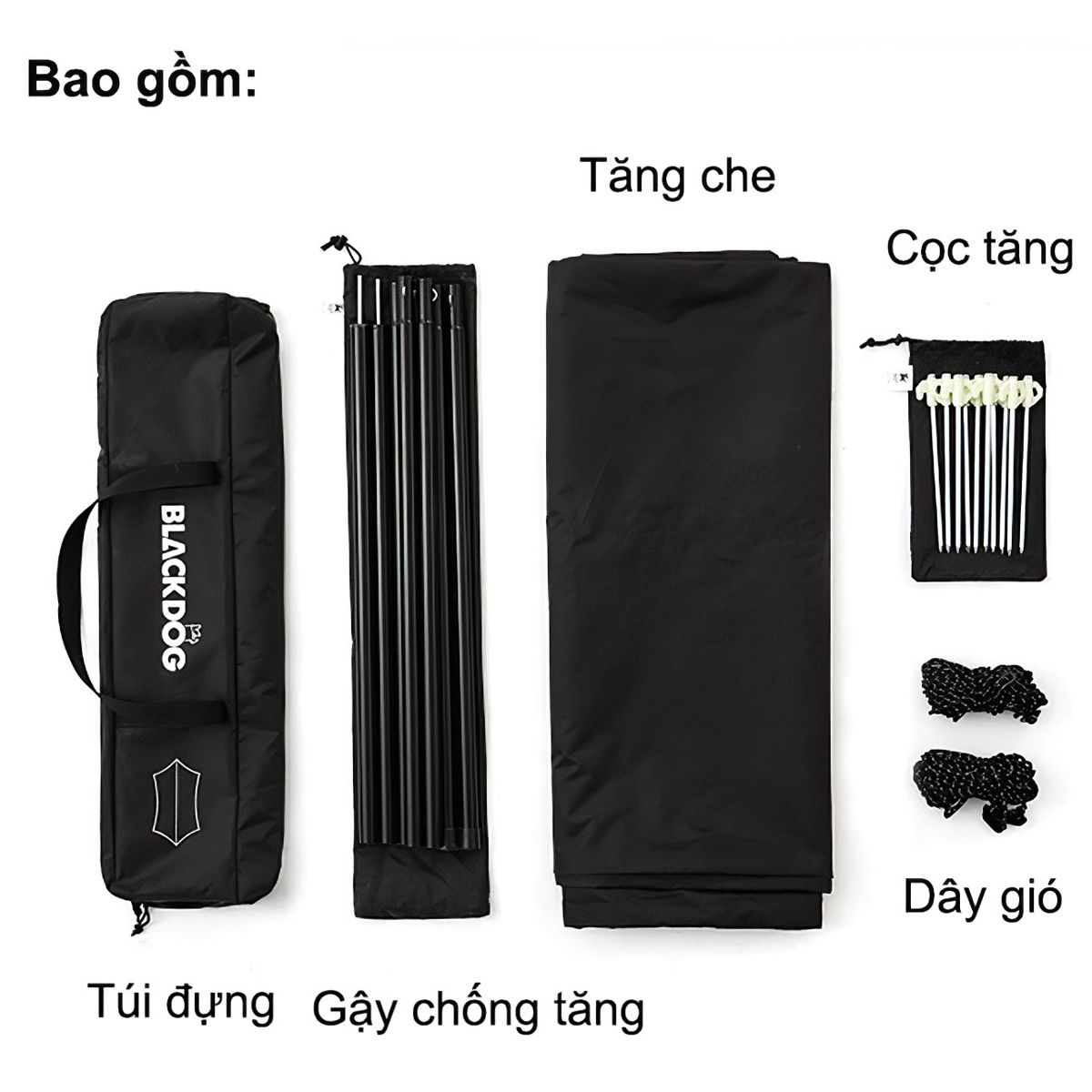  Tăng Cắm Trại Du Lịch Phủ Bạc Lục Giác Blackdog Hexagon Tarp Silver Coated 