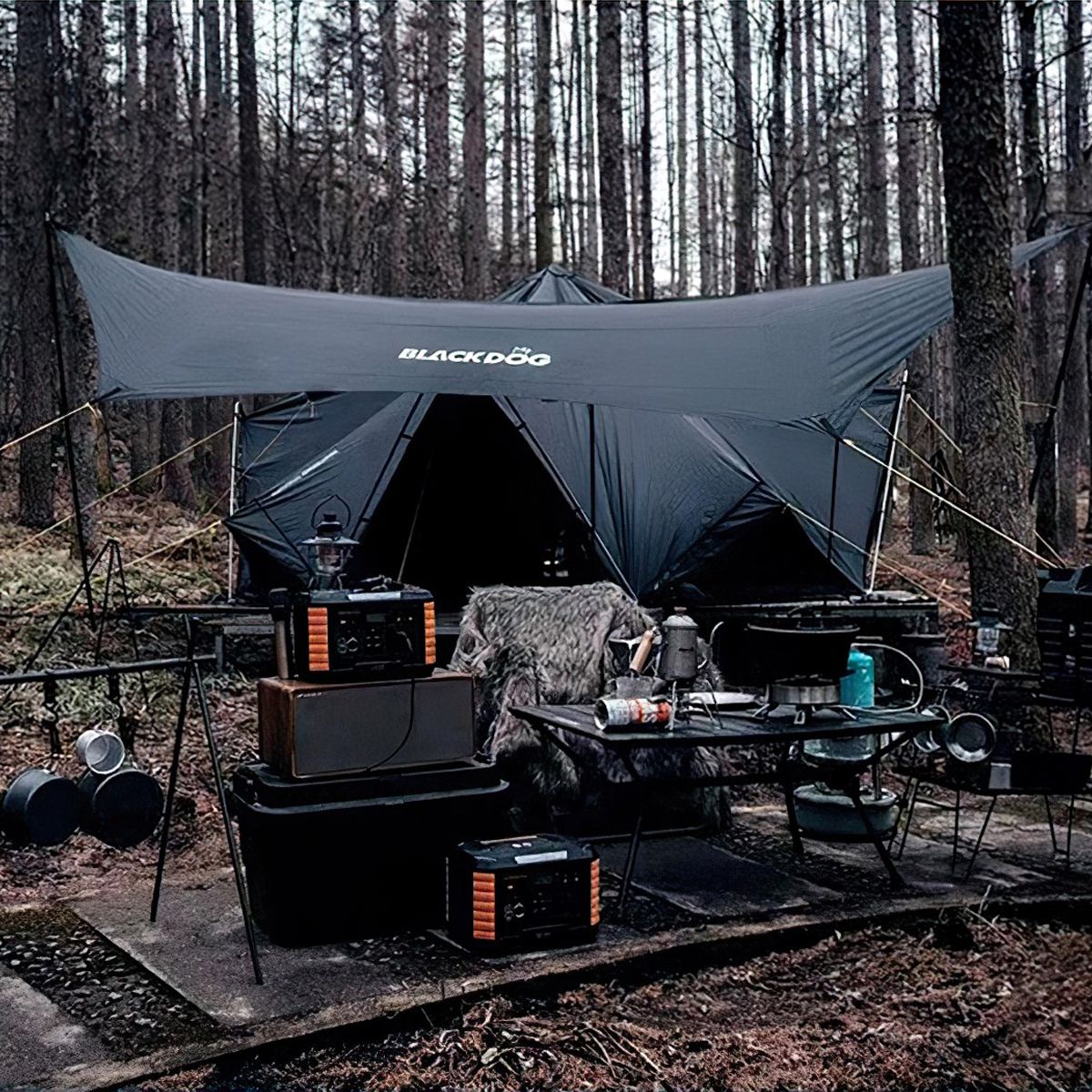  Tăng Cắm Trại Du Lịch Phủ Bạc Lục Giác Blackdog Hexagon Tarp Silver Coated 