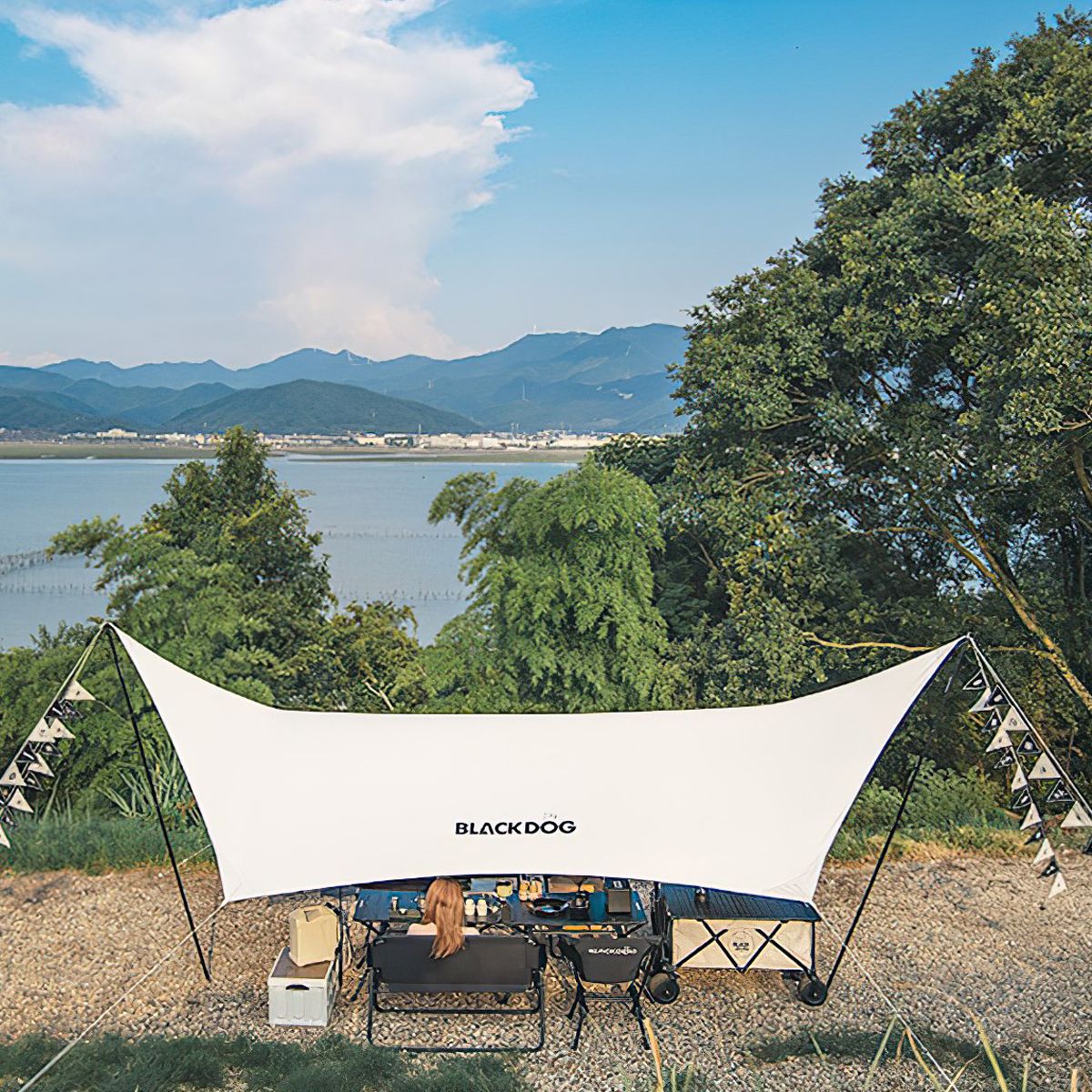  Tăng Cắm Trại Du Lịch Phủ Bạc Lục Giác Blackdog Hexagon Tarp Silver Coated 