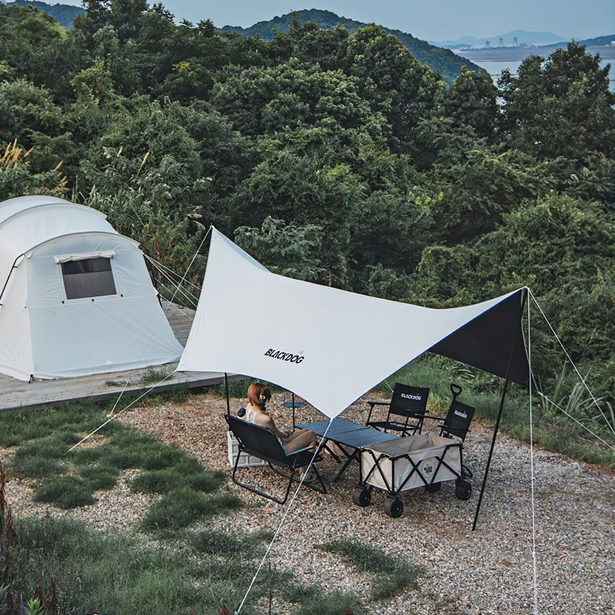  Tăng Cắm Trại Du Lịch Phủ Bạc Lục Giác Blackdog Hexagon Tarp Silver Coated 