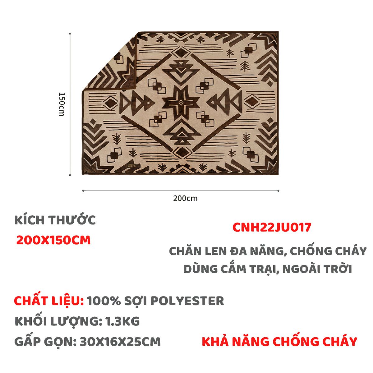  NatureHike CNH22JU017 Chăn chống cháy cắm trại dã ngoại 