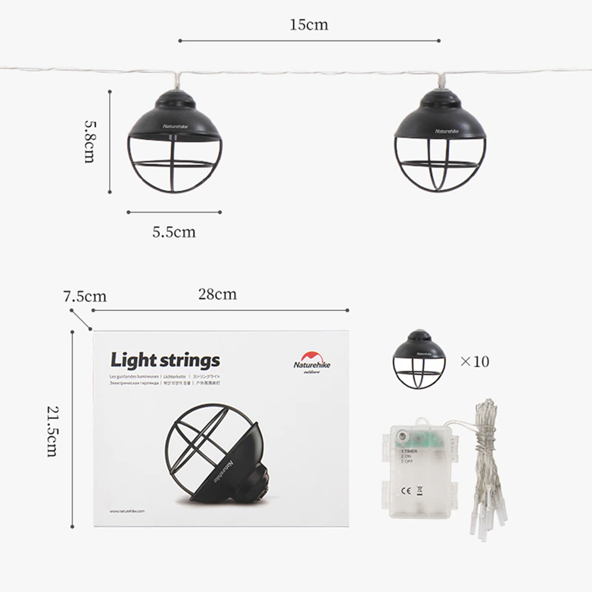  Bộ Dây Đèn Trang Trí Lều Cắm Trại Dã Ngoại Naturehike NH21ZM001 