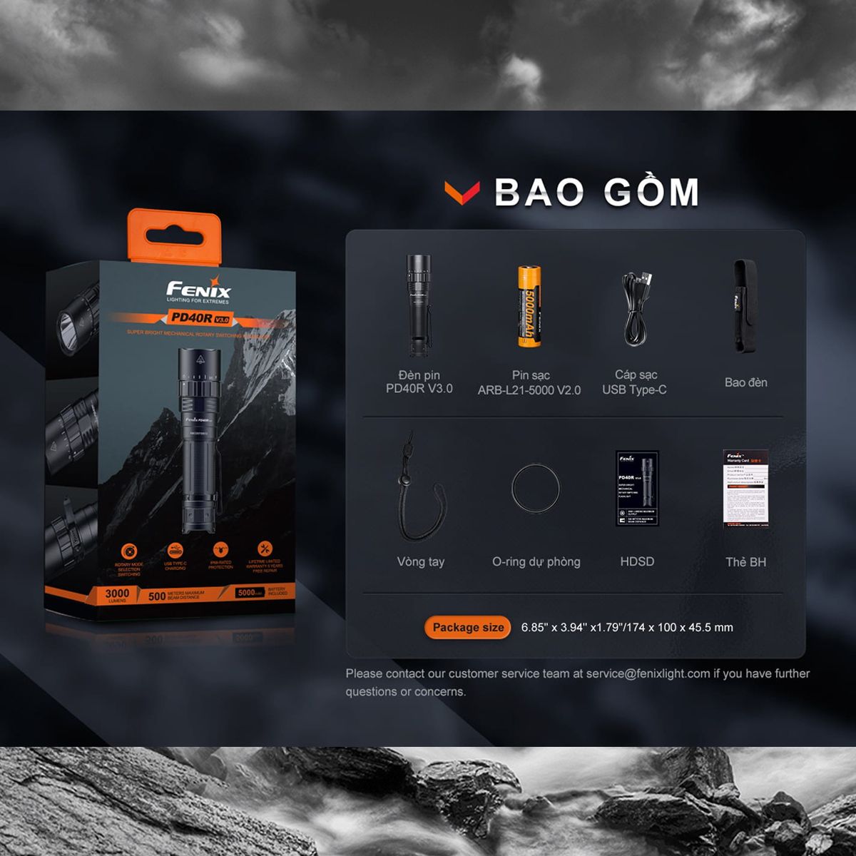  Đèn Pin Cắm Trại Siêu Sáng Fenix Pd40R V3.0 
