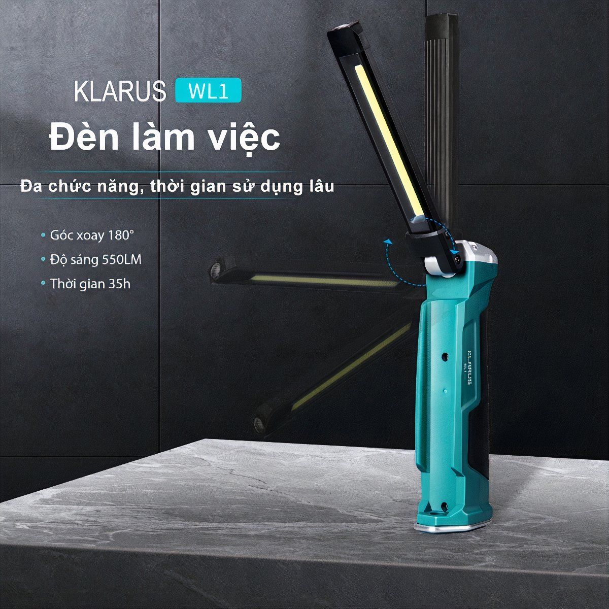  Đèn Pin Cắm Trại KLARUS WL1 LED COB Độ Sáng 550 Lumen Chiếu Xa 31m 