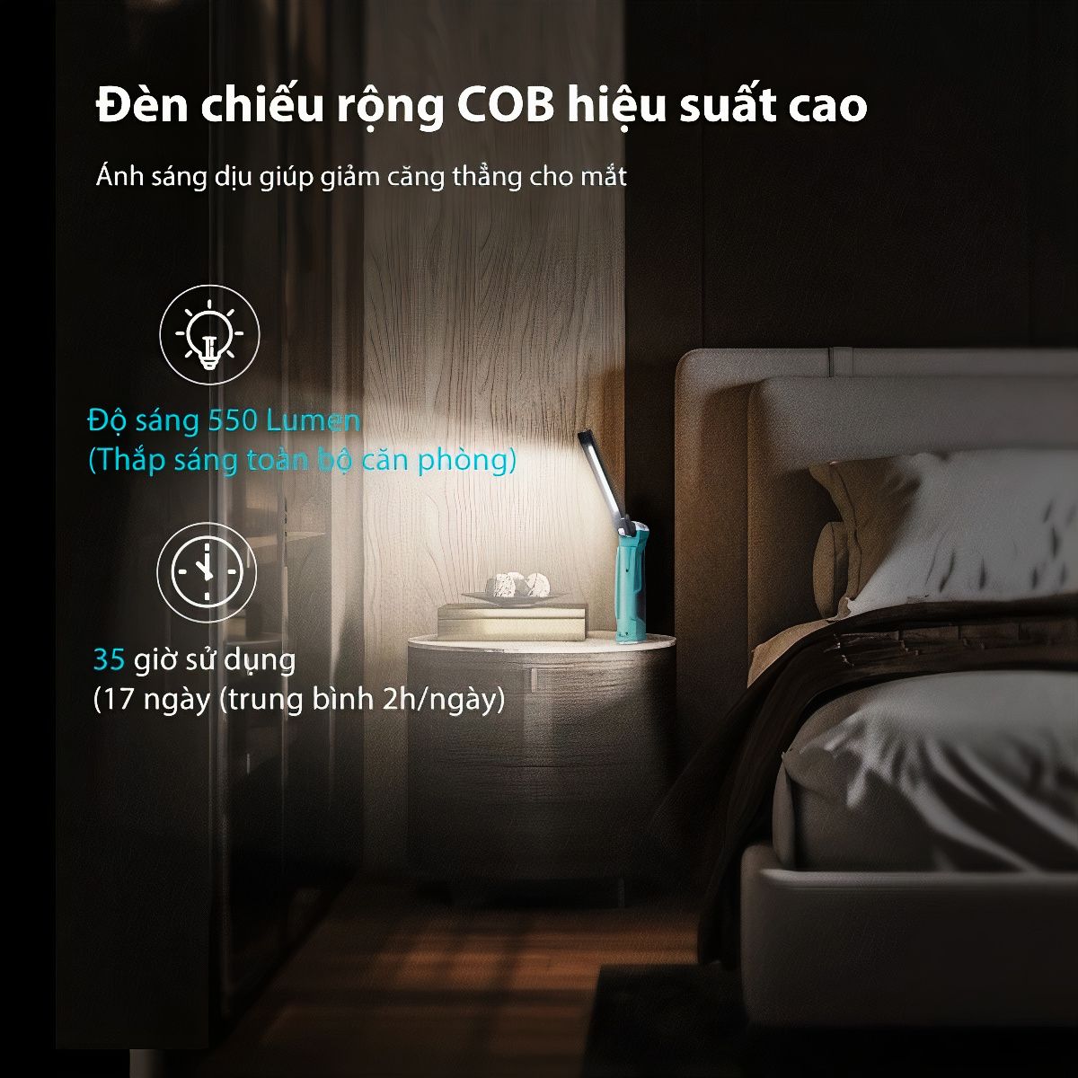  Đèn Pin Cắm Trại KLARUS WL1 LED COB Độ Sáng 550 Lumen Chiếu Xa 31m 