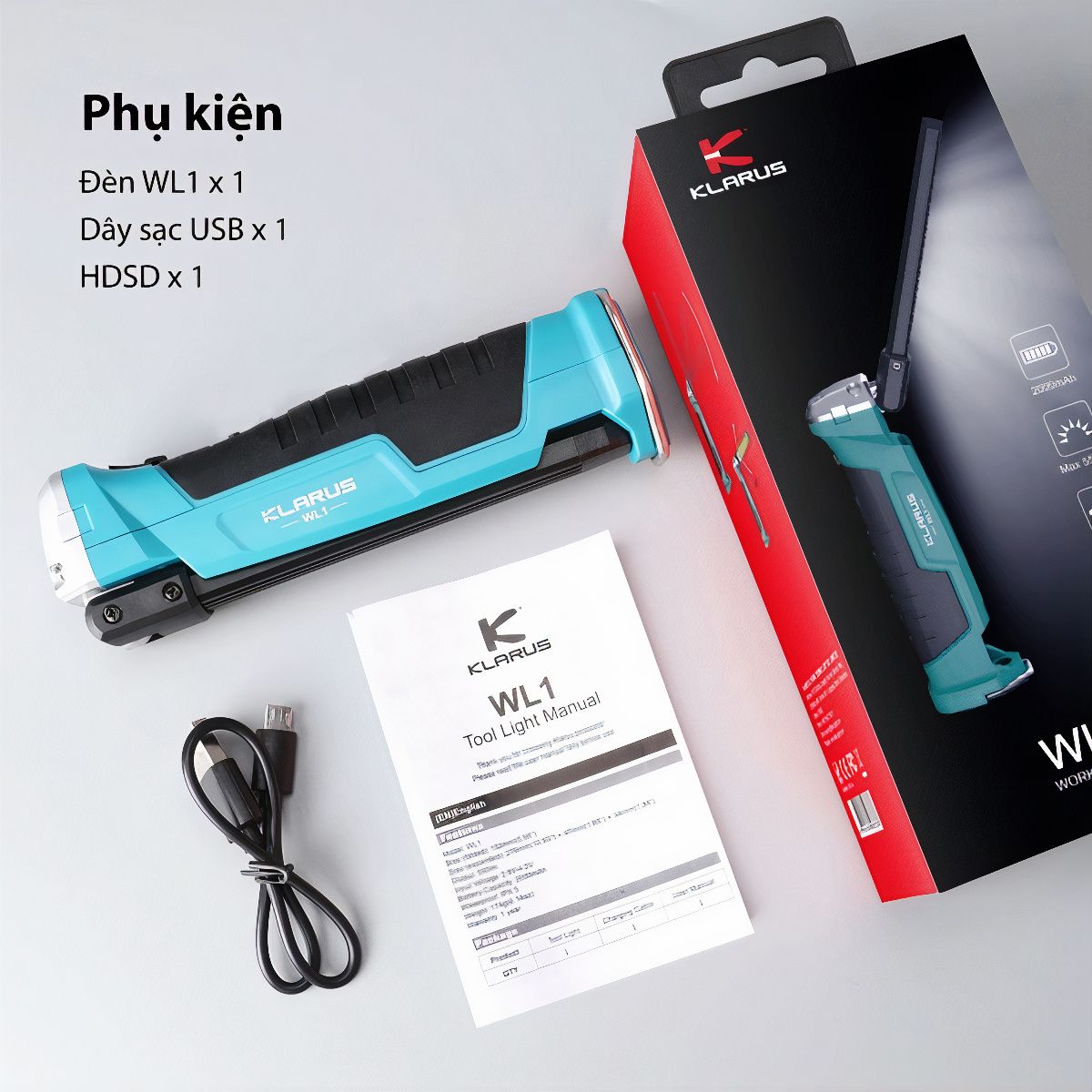  Đèn Pin Cắm Trại KLARUS WL1 LED COB Độ Sáng 550 Lumen Chiếu Xa 31m 