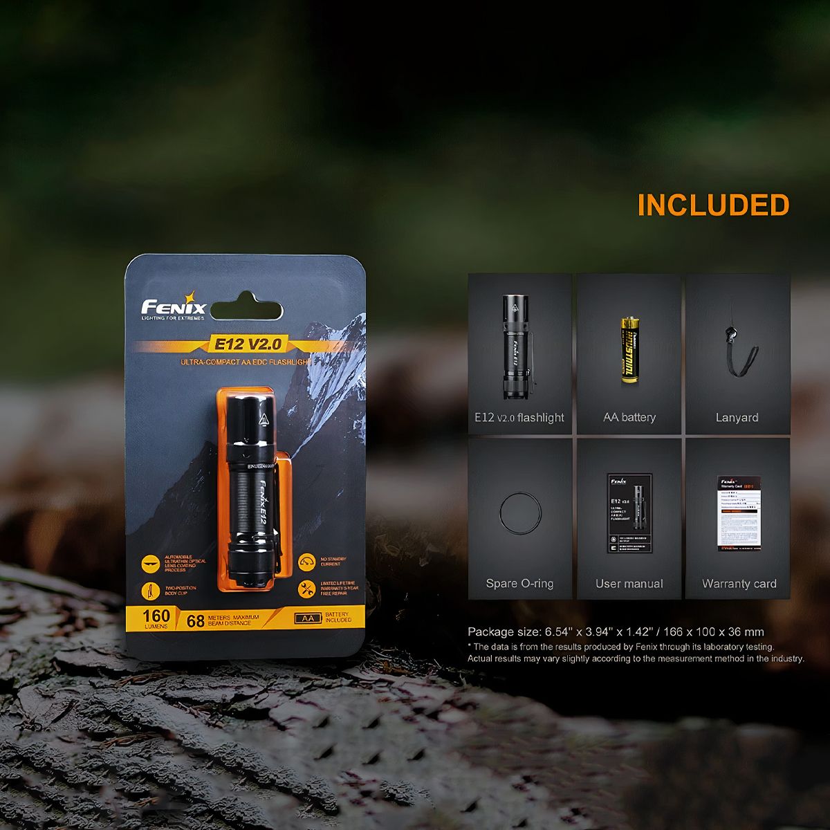  Đèn Pin Mini Cắm Trại FENIX E12 V2.0 Độ Sáng 160 lumens 