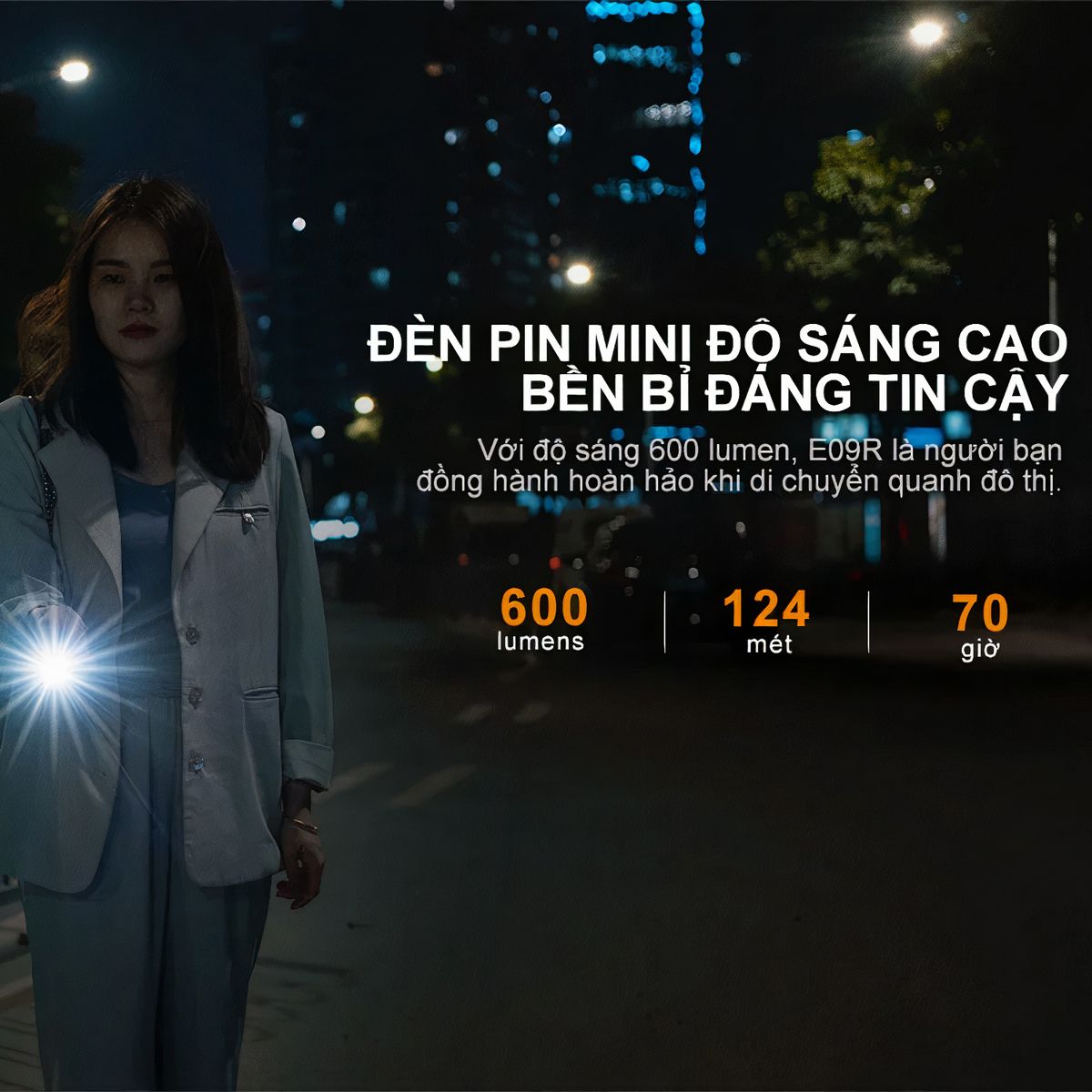  Đèn Pin Móc Khóa FENIX E09R Độ Sáng 600lm 