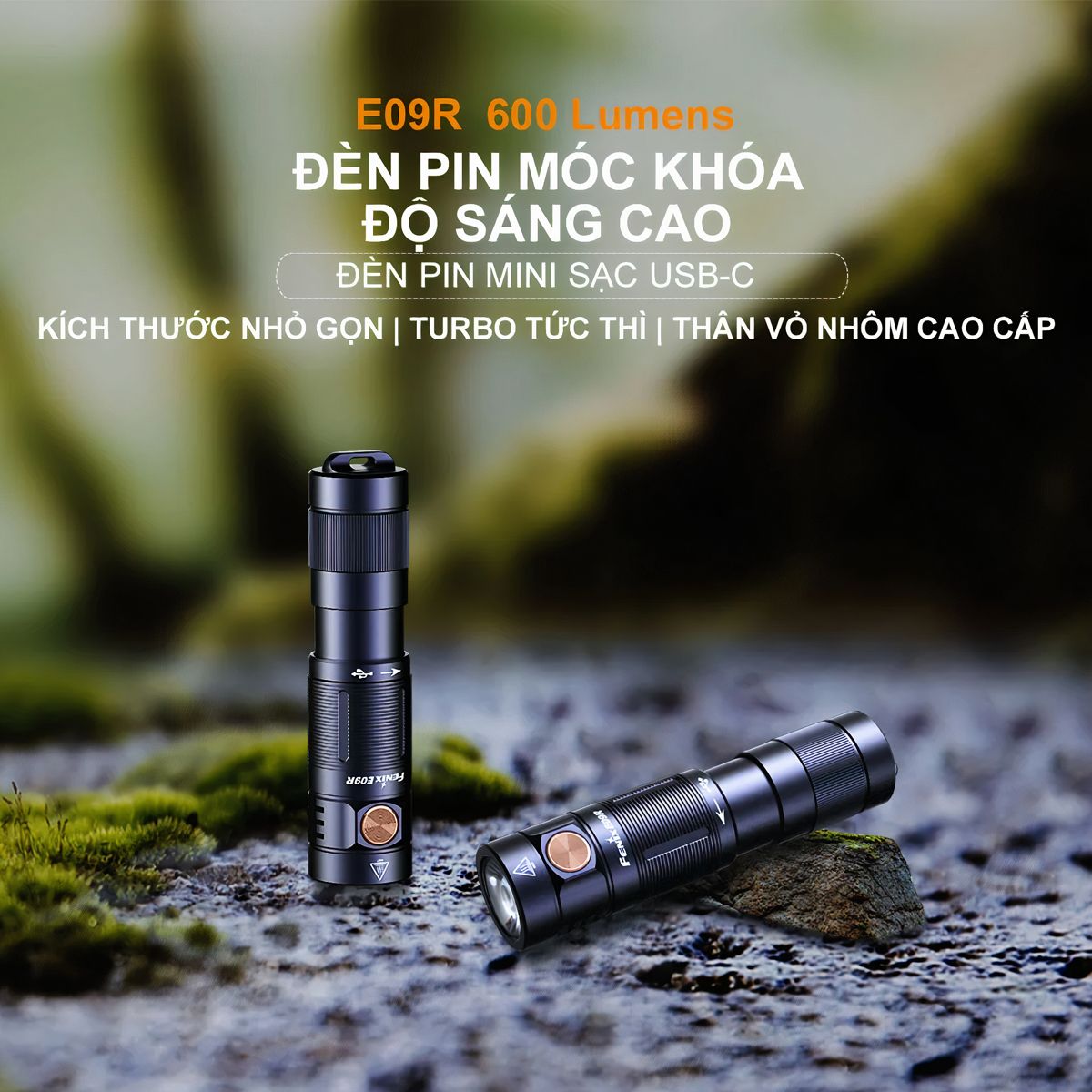  Đèn Pin Móc Khóa FENIX E09R Độ Sáng 600lm 