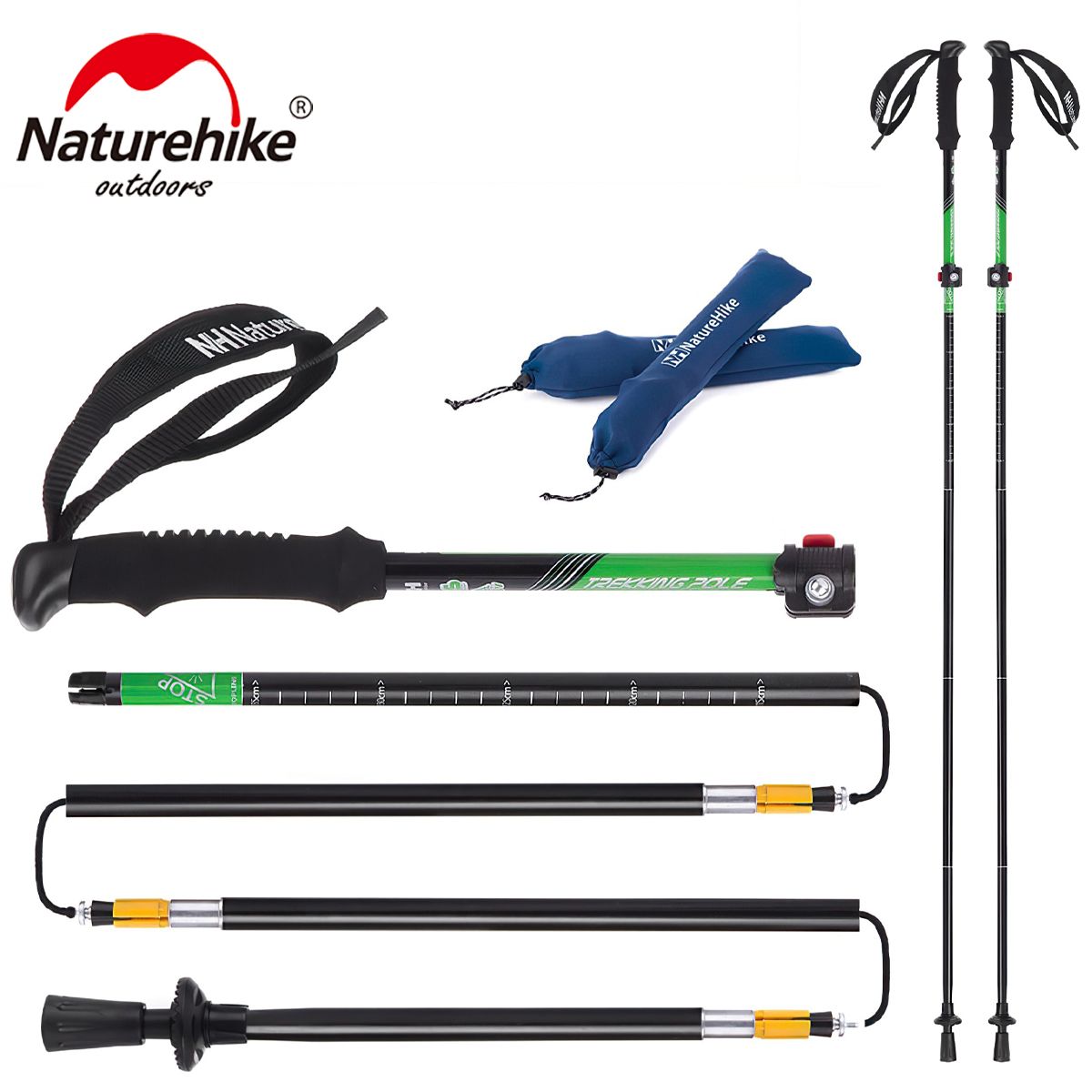  Gậy Leo Núi Trekking Gấp Gọn Cắm trại Naturehike 5-Node Outer Locked Folding Trekking Pole 