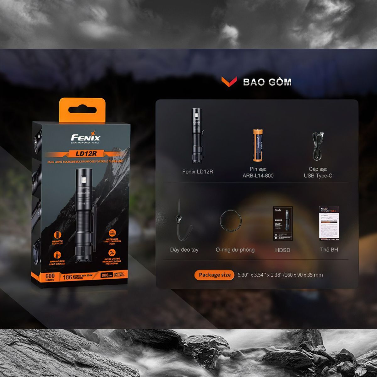  Đèn Pin Cắm Trại Cầm Tay Fenix LD12R 