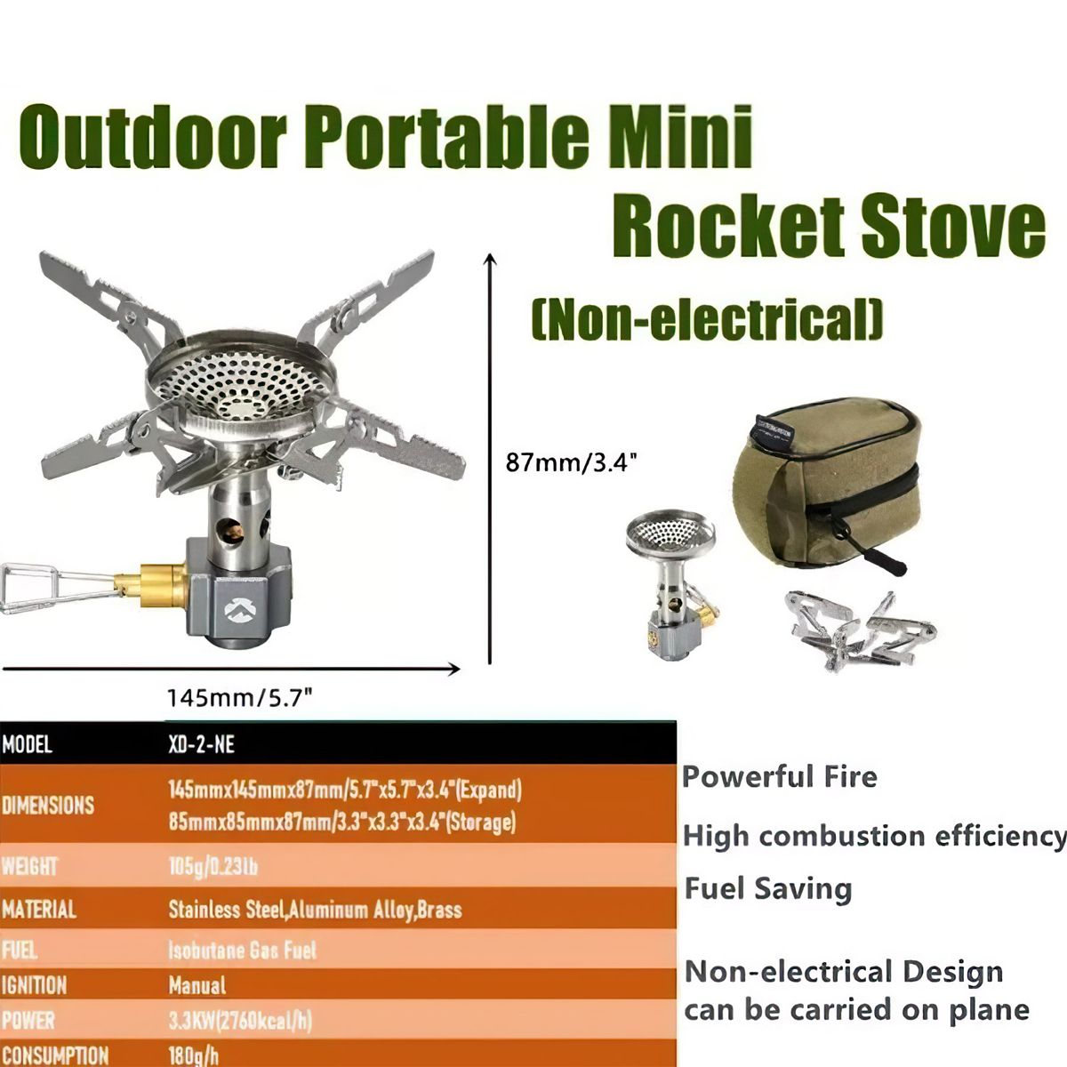  Campingmoon XD-2-NE Bếp Gas Dã Ngoại Xếp Gọn 3.300W (Có Túi Đựng) 