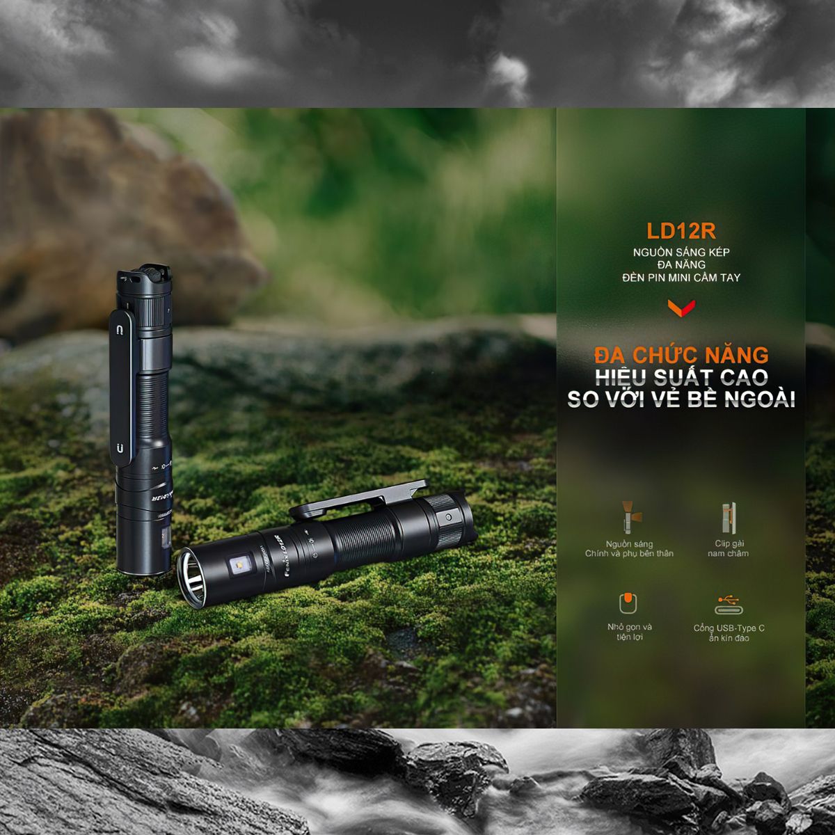  Đèn Pin Cắm Trại Cầm Tay Fenix LD12R 