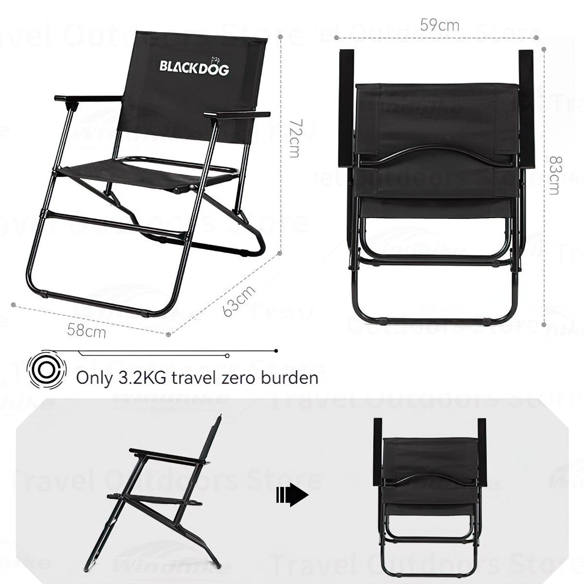  Ghế Xếp Cắm Trại Du Lịch Blackdog Folding Chair 