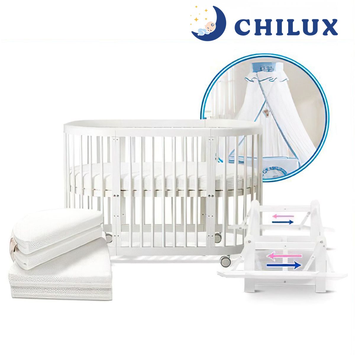  Giường Cũi Cao Cấp Đa Năng Chilux – Palace ( COMBO 1 ) 