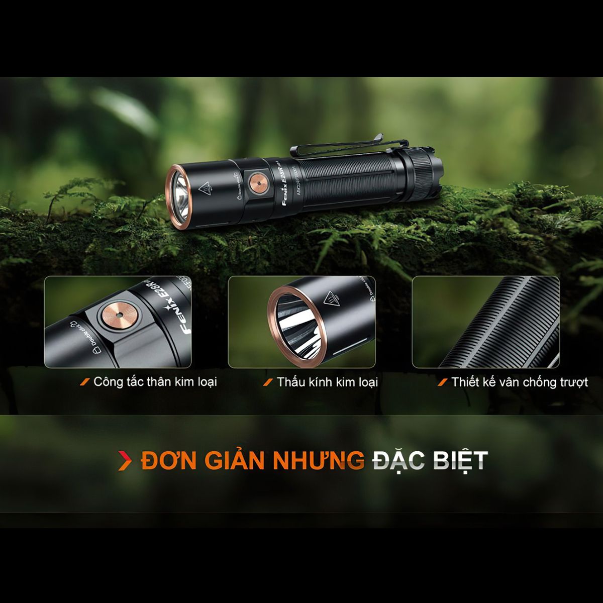  Đèn pin cắm trại FENIX E28R V2.0 nhỏ gọn sáng 1700 lumen chiếu xa 273m sạc USB C pin sạc 18650 3400mAh 