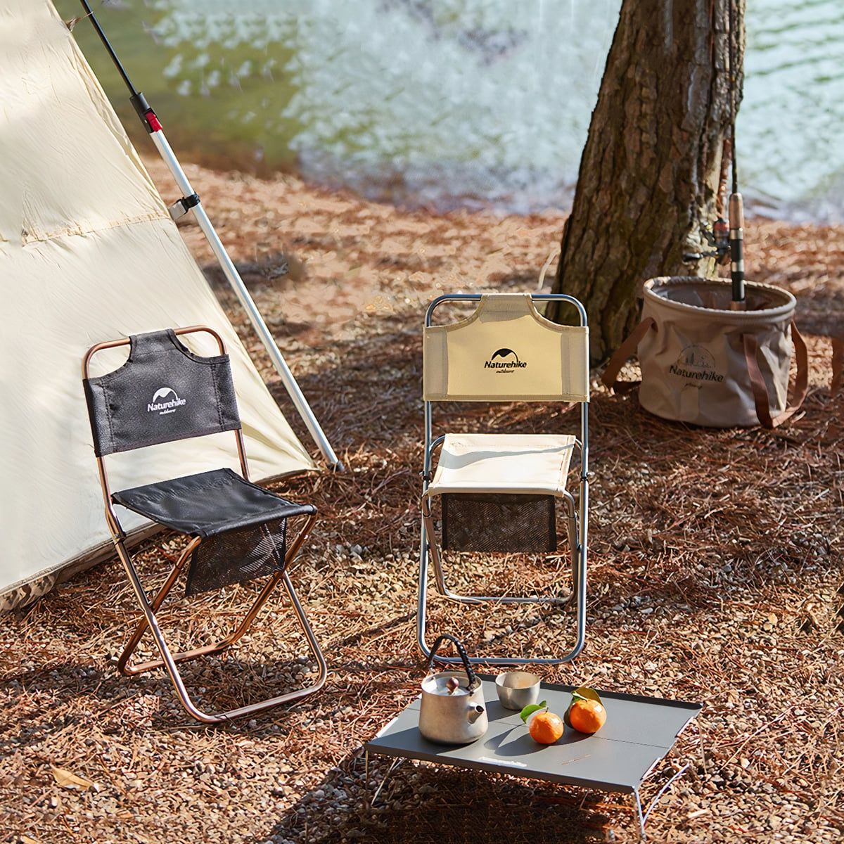  Ghế Xếp Cắm Trại Inox Có Lưng Tựa, Gấp Gọn Siêu Nhẹ 