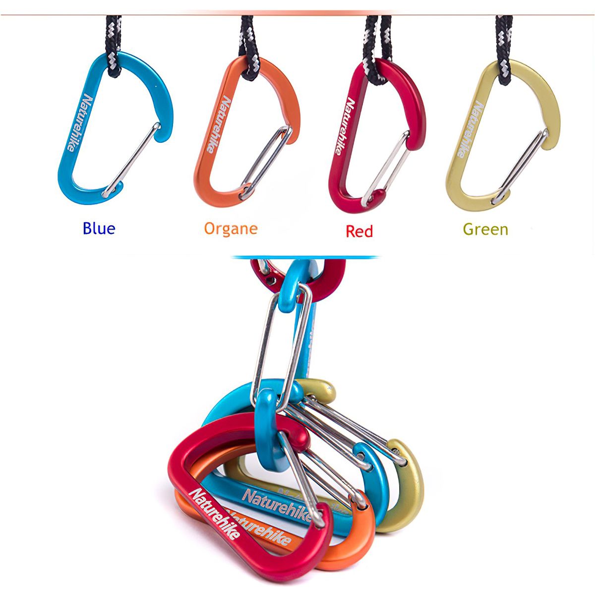  Combo 2 Móc Khóa Mini Cắm Trại Naturehike 4cm D-Shaped Mini Carabiner 4Cm 