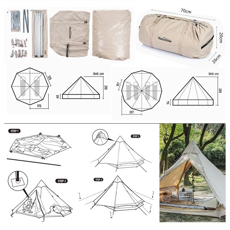 Lều Cắm Trại Glamping 4 Người Naturehike NH20ZP004 