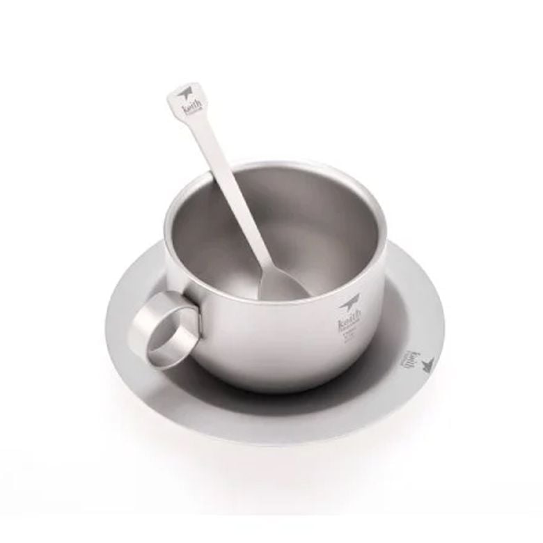  Keith Titanium Coffee cup with saucer and spoon 