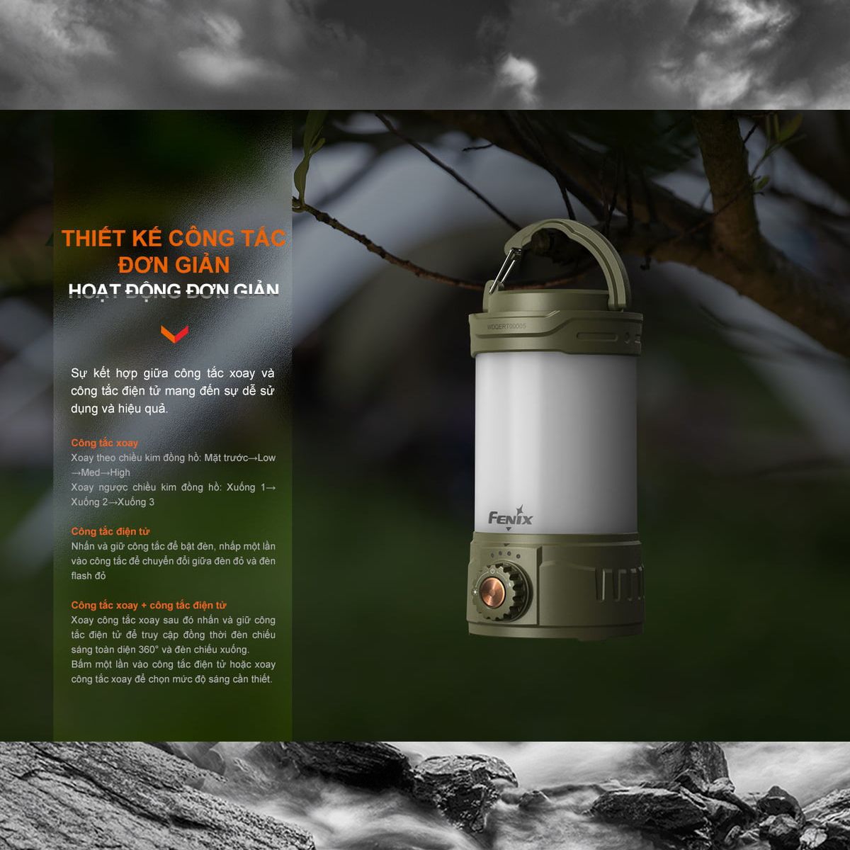  Đèn pin cắm trại FENIX CL26R Pro độ sáng 650 lumen pin 21700 sạc USB-C chiếu tỏa 360 độ 