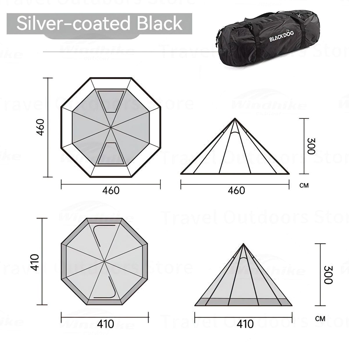  Lều Cắm Trại Du Lịch Blackdog Large Pyramid Tent 