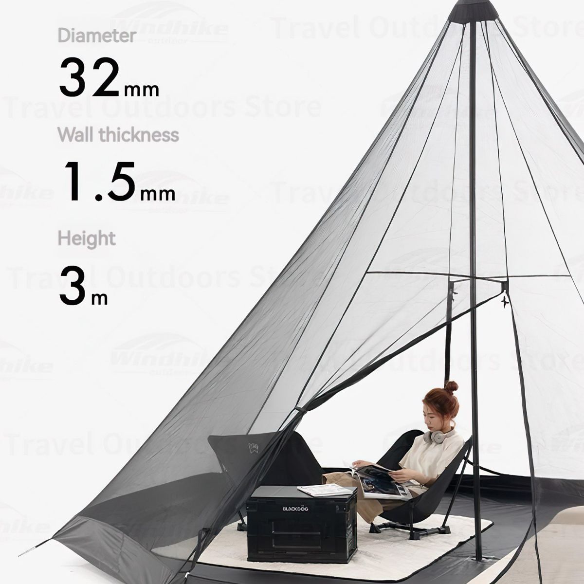  Lều Cắm Trại Du Lịch Blackdog Large Pyramid Tent 
