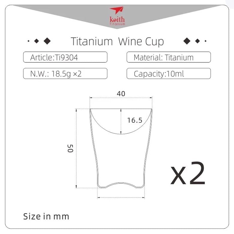  Ly Uống Rượu Keith Titanium Wine Cup 10ml 