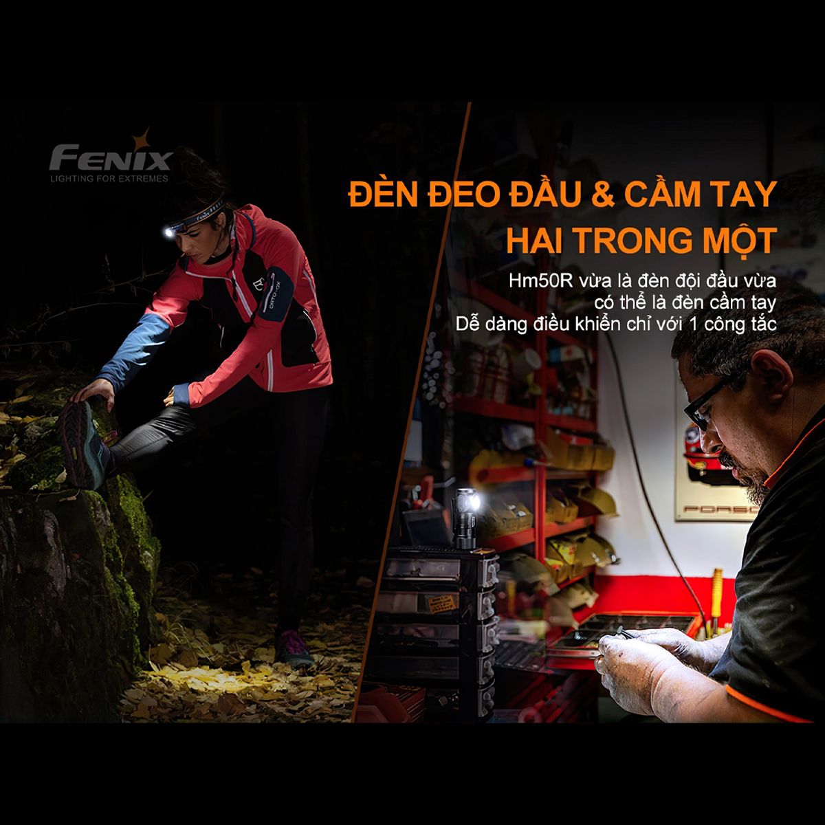  Đèn Pin Đội Đầu Cắm Trại Du Lịch Fenix Hm50R V2.0 Độ Sáng 700 Lumen Chiếu Xa 115M 