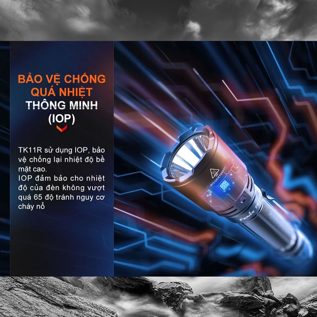  Đèn pin cắm trại FENIX TK11R sáng 1600 lumen chiếu xa 420m pin sạc 18650 