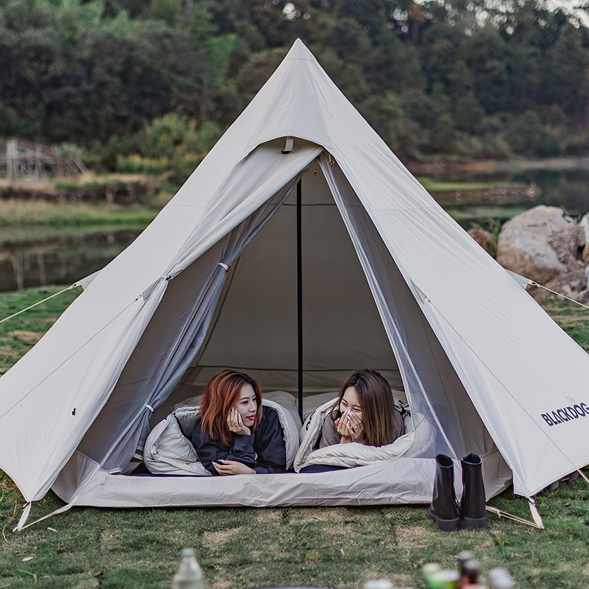  Lều Cắm Trại Glamping 3-4 Người Lục Giác Kim Tự Tháp Blackdog Pyramid Tent 