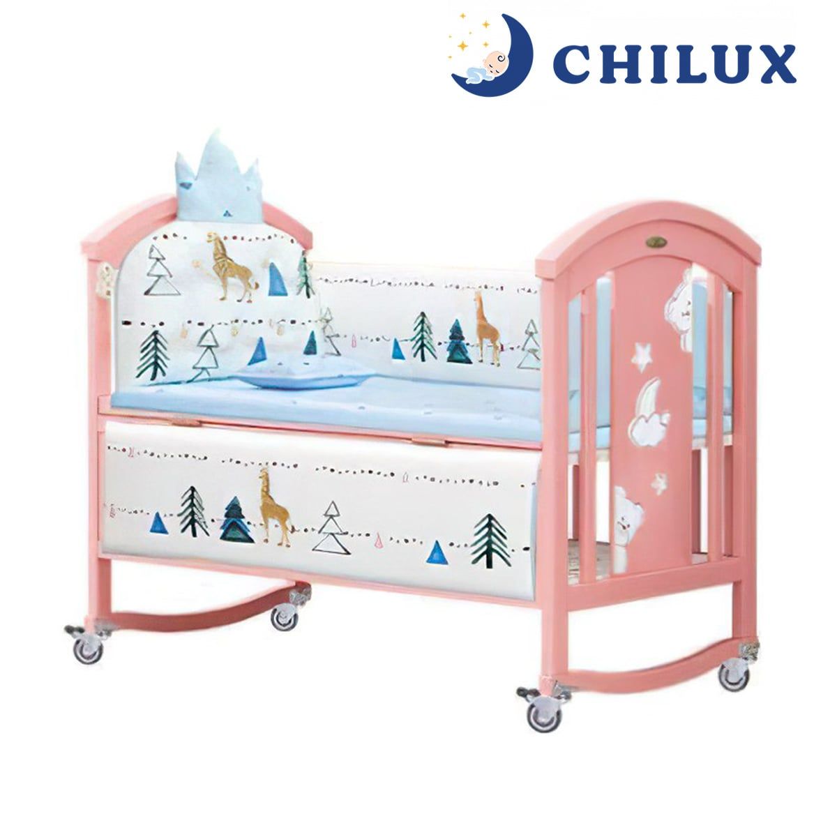  Nôi Cũi Đa Năng 6 Chế Độ Chilux Peace – Pink ( COMBO 2 ) 