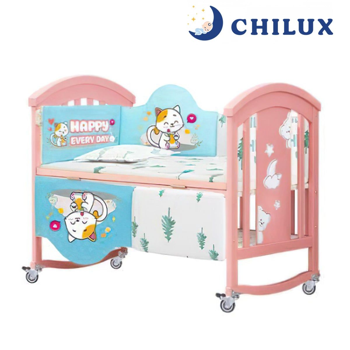  Nôi Cũi Đa Năng 6 Chế Độ Chilux Peace – Pink ( COMBO 2 ) 