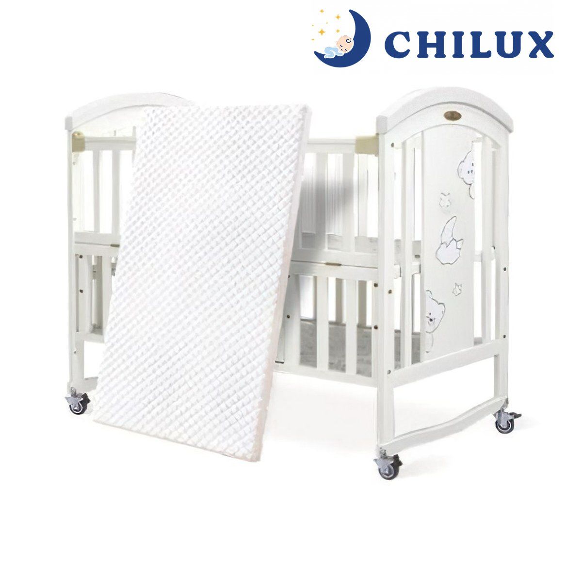  Nôi Cũi Đa Năng 6 Chế Độ Chilux Peace – White ( COMBO 1 ) 