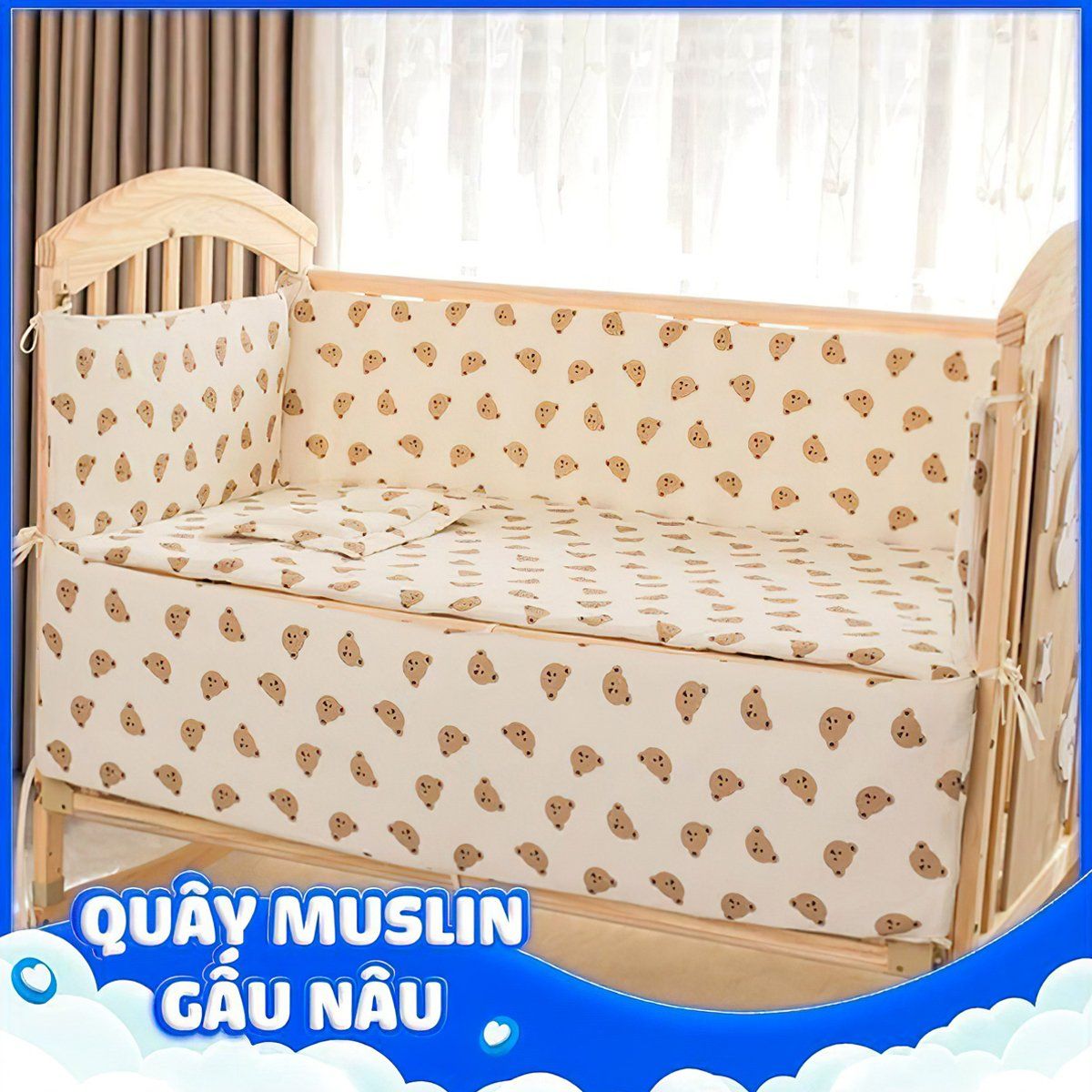  Nôi Gỗ Cho Bé 6 Chế Độ Chilux Peace – Natural ( COMBO 2 ) 