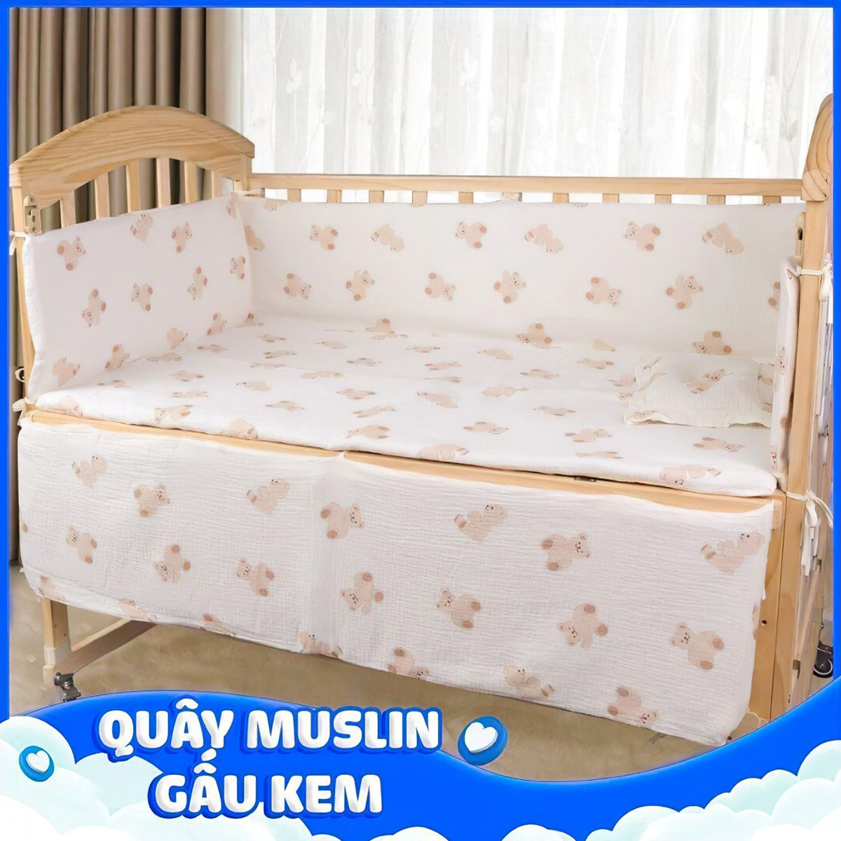  Nôi Gỗ Cho Bé 6 Chế Độ Chilux Peace – Natural ( COMBO 4 ) 