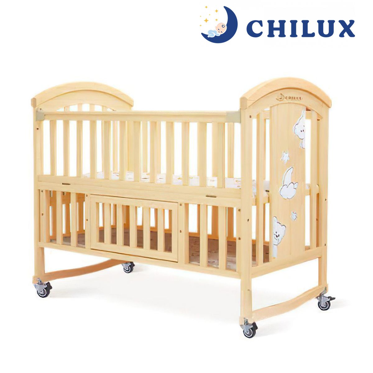  Nôi Gỗ Cho Bé 6 Chế Độ Chilux Peace – Natural ( COMBO 2 ) 