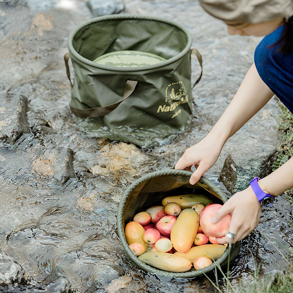  Xô Nước Gấp Gọn Cắm Trại Naturehike Foldable Round Bucket 