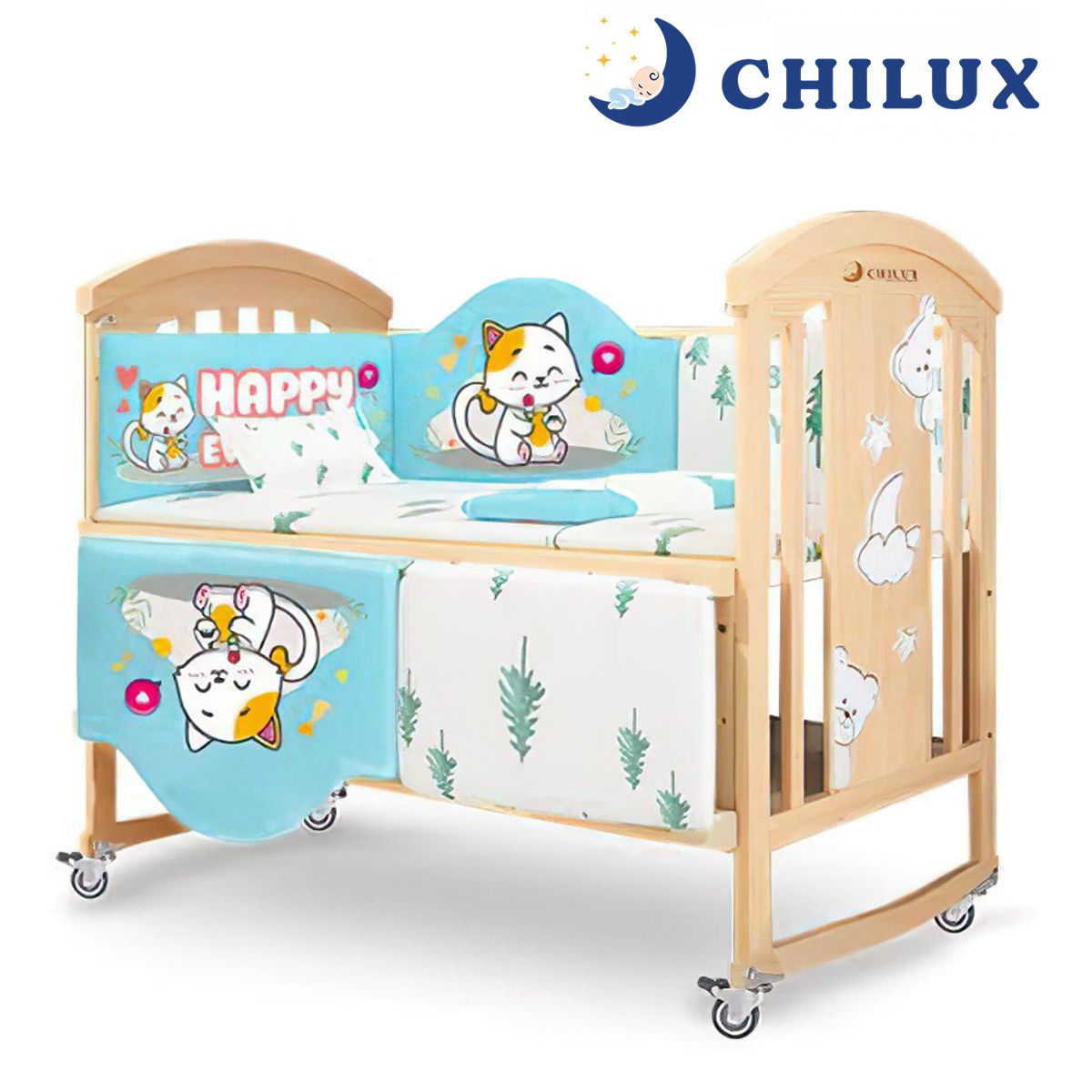  Nôi Gỗ Cho Bé 6 Chế Độ Chilux Peace – Natural ( COMBO 2 ) 