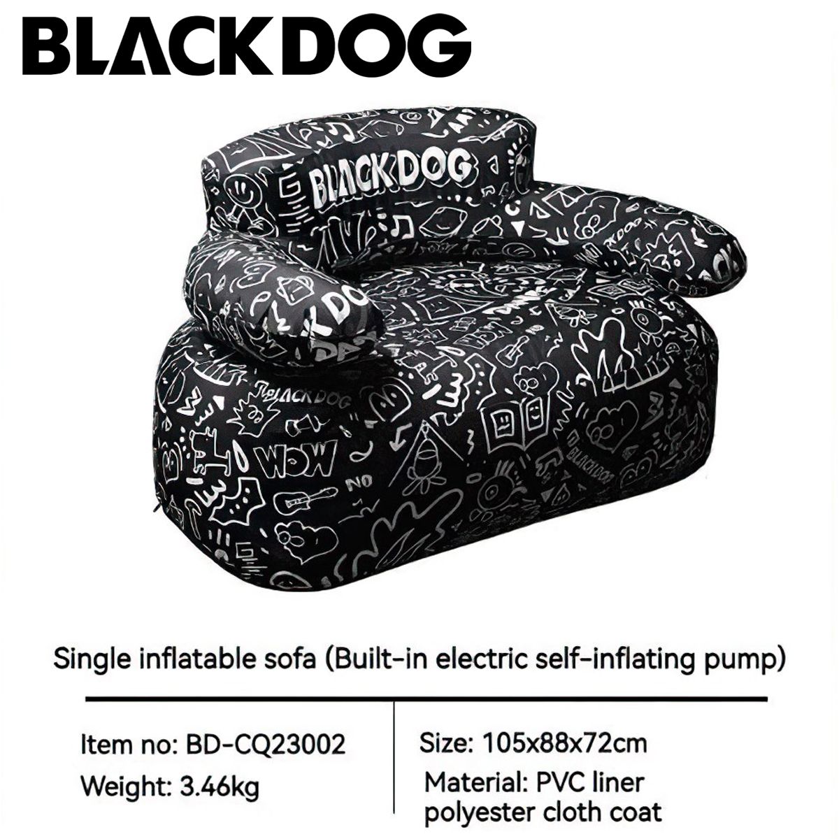  Ghế Sofa Cắm Trại Di Động Có Kèm Bơm BlackDog 