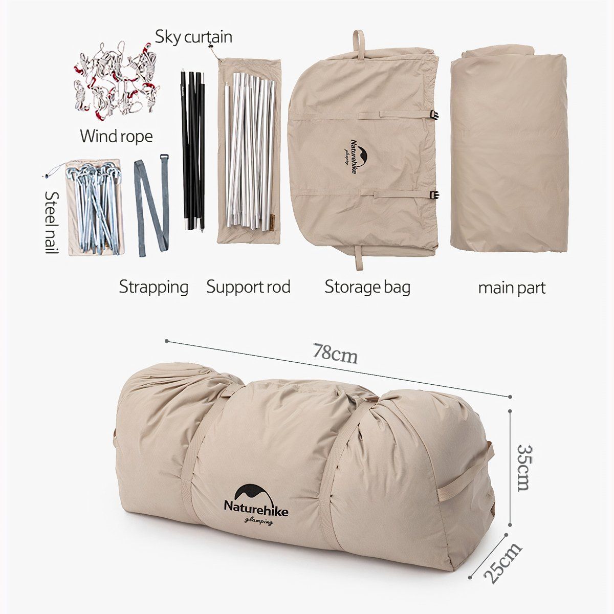  Lều cắm Trại Mông Cổ Glamping Có Mái Che Naturehike 