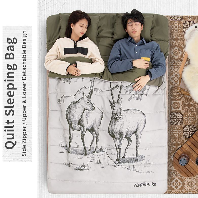  Túi ngủ đôi cắm trại Naturehike Thickened Cotton Warm 