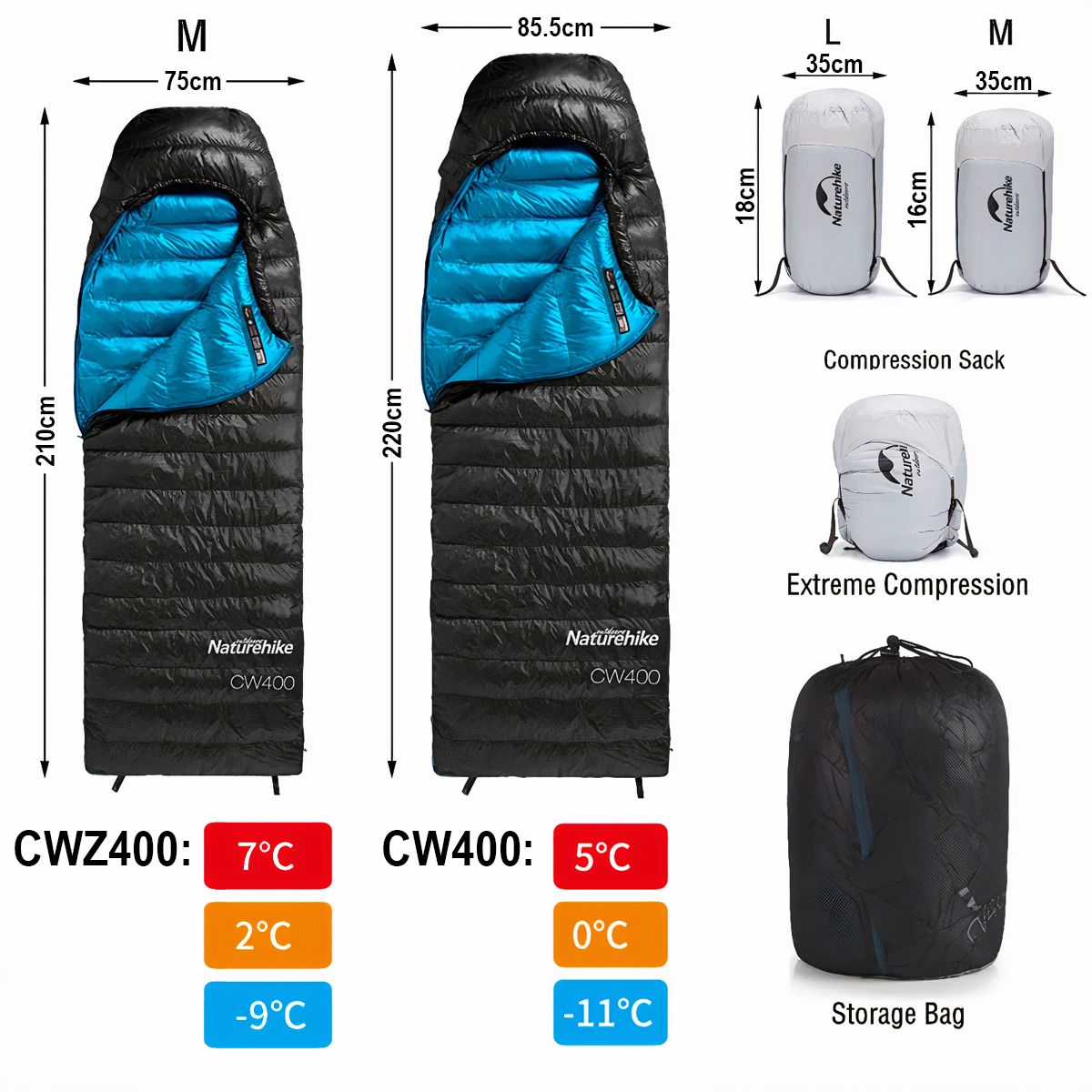  Túi ngủ lông vũ cắm trại Naturehike giữ ấm từ 2 – 7 độ C 